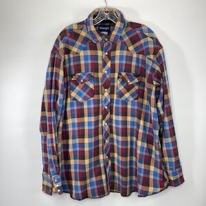 Wrangler Vintage Pearl Snap Flannel Grunge Button Up